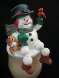 AVON Christmas Day Holiday WINTER SNOWMAN Figurine Figurines SCENTED Perfume CANDLE GLASS JAR Container Holder Candles Collectible Collectibles Decors