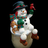 AVON Christmas Day Holiday WINTER SNOWMAN Figurine Figurines SCENTED Perfume CANDLE GLASS JAR Container Holder Candles Collectible Collectibles Decors