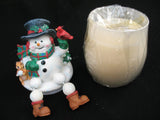 AVON Christmas Day Holiday WINTER SNOWMAN Figurine Figurines SCENTED Perfume CANDLE GLASS JAR Container Holder Candles Collectible Collectibles Decors