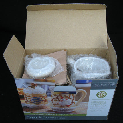NEW CHRISTMAS THANKSGIVING SUGAR CREAM CREAMER CERAMIC SET Holiday Party Dinner With BOX