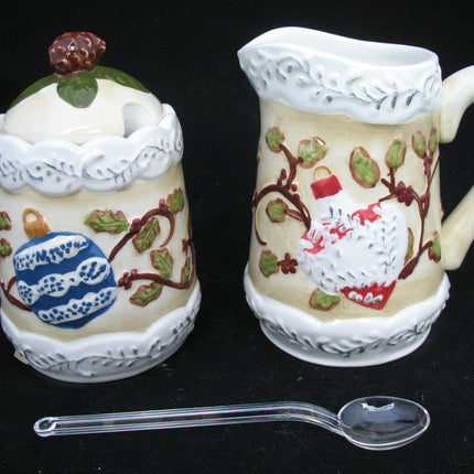 NEW CHRISTMAS DAY THANKSGIVING Holiday SUGAR And CREAM CREAMER CERAMIC SET Holiday Dining Party Family Dinner Table Kitchen Home Decors Decorations