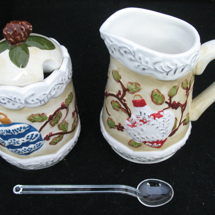 NEW CHRISTMAS DAY THANKSGIVING Holiday SUGAR And CREAM CREAMER CERAMIC SET Holiday Dining Party Family Dinner Table Kitchen Home Decors Decorations