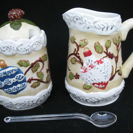 NEW CHRISTMAS DAY THANKSGIVING Holiday SUGAR And CREAM CREAMER CERAMIC SET Holiday Dining Party Family Dinner Table Kitchen Home Decors Decorations