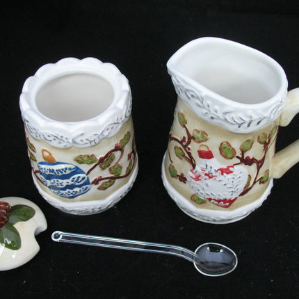 NEW CHRISTMAS DAY THANKSGIVING Holiday SUGAR And CREAM CREAMER CERAMIC SET Holiday Dining Party Family Dinner Table Kitchen Home Decors Decorations