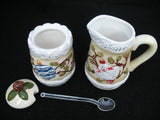 NEW CHRISTMAS DAY THANKSGIVING Holiday SUGAR And CREAM CREAMER CERAMIC SET Holiday Dining Party Family Dinner Table Kitchen Home Decors Decorations