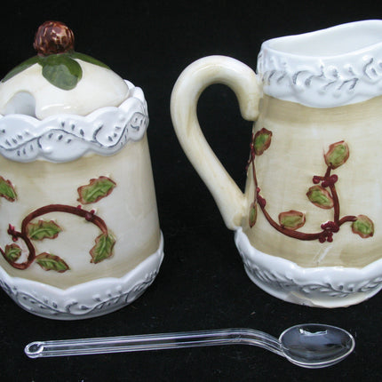 NEW CHRISTMAS DAY THANKSGIVING Holiday SUGAR And CREAM CREAMER CERAMIC SET Holiday Dining Party Family Dinner Table Kitchen Home Decors Decorations