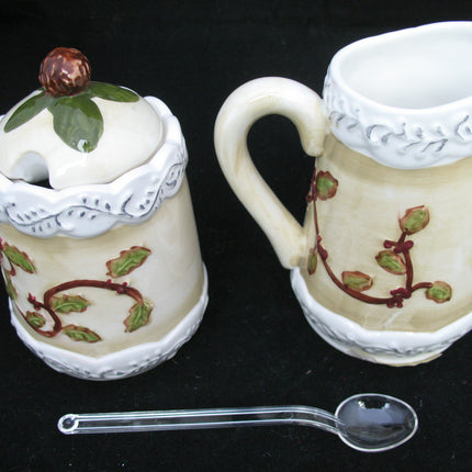 NEW CHRISTMAS DAY THANKSGIVING Holiday SUGAR And CREAM CREAMER CERAMIC SET Holiday Dining Party Family Dinner Table Kitchen Home Decors Decorations