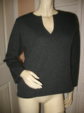 Womens Sweaters Tops Dark GRAY GREY LONG SLEEVE V-NECK VNECK TOP SWEATSHIRT SWEATER SHIRTS Winter Clothes Clothing Front Pocket size Medium Women Cheap Affordable Clothes Clothing Fashion Wear Wears Cold Winter Fall Season Days