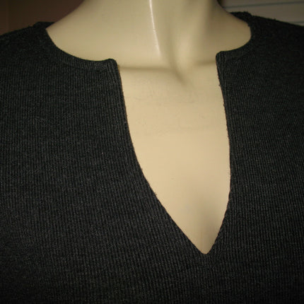 Womens Sweaters Tops Dark GRAY GREY LONG SLEEVE V-NECK VNECK TOP SHIRT Winter Clothes Clothing Front Pocket Medium