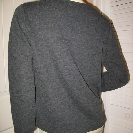 Womens Sweaters Tops Dark GRAY GREY LONG SLEEVE V-NECK VNECK TOP SHIRT Winter Clothes Clothing Front Pocket Medium