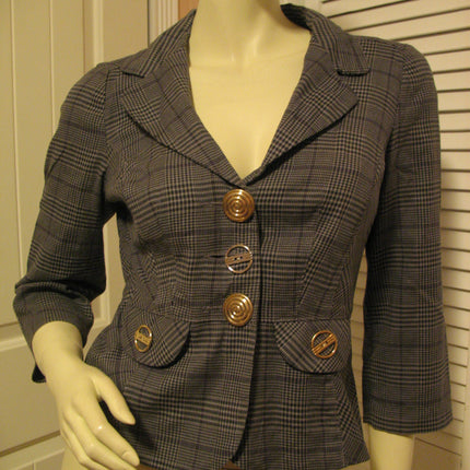 Vintage Y2K Candies Plaid Blazer Jacket Preppy Academia Clueless Corpcore Office