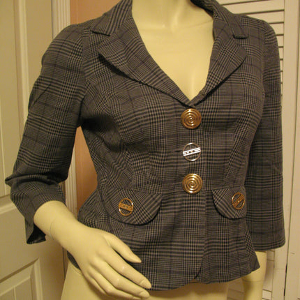 Vintage Y2K Candies Plaid Blazer Jacket Preppy Academia Clueless Corpcore Office
