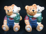 NEW NIB SALT PEPPER SHAKER TEDDY BEAR CERAMIC Set CHRISTMAS THANKSGIVING Dinner