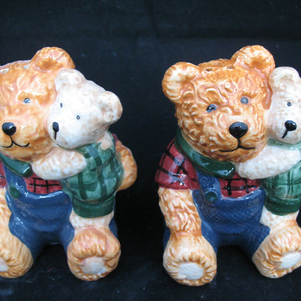 NEW NIB SALT PEPPER SHAKER TEDDY BEAR CERAMIC Set CHRISTMAS THANKSGIVING Dinner