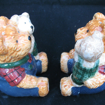 NEW NIB SALT PEPPER SHAKER TEDDY BEAR CERAMIC Set CHRISTMAS THANKSGIVING Dinner