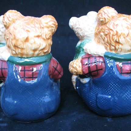 NEW NIB SALT PEPPER SHAKER TEDDY BEAR CERAMIC Set CHRISTMAS THANKSGIVING Dinner