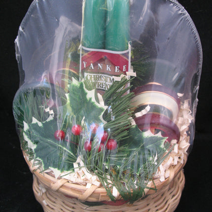NEW 7pcs SET GREEN TAPER CANDLE CANDLES Glass Stripe Holders WICKER BASKET GIFT