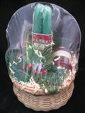 NEW 7pcs SET GREEN TAPER CANDLE CANDLES Glass Stripe Holders WICKER BASKET GIFT