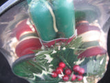 NEW 7pcs SET GREEN TAPER CANDLE CANDLES Glass Stripe Holders WICKER BASKET GIFT