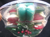 NEW 7pcs SET GREEN TAPER CANDLE CANDLES Glass Stripe Holders WICKER BASKET GIFT