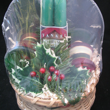 NEW 7pcs SET GREEN TAPER CANDLE CANDLES Glass Stripe Holders WICKER BASKET GIFT