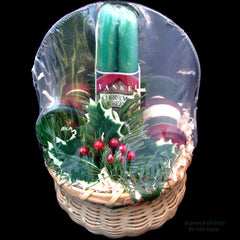 NEW 7pcs SET GREEN TAPER CANDLE CANDLES Glass Stripe Holders WICKER BASKET GIFT