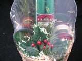 NEW 7pcs SET GREEN TAPER CANDLE CANDLES Glass Stripe Holders WICKER BASKET GIFT