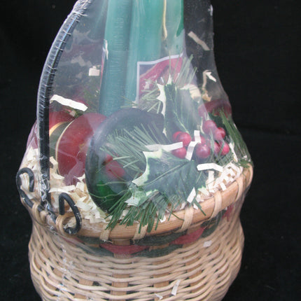 NEW 7pcs SET GREEN TAPER CANDLE CANDLES Glass Stripe Holders WICKER BASKET GIFT