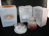 NEW CHRISTMAS SANTA CLAUS WORKSHOP RED Scented CANDLE JAR + Ceramic Topper Dish