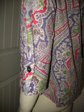 Womens Tops Multi Color Colored PINK PURPLE WHITE GREEN Paisley Print 3/4 Sleeve Button Down Shirt TOP 6 Small