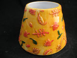 NEW Garden FLOWERS FLORAL YELLOW PAINTED CERAMIC Candle Lamp SHADE CANDLESHADE