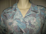 Womens Tops Multi Color Colored BLUE PURPLE Floral Flowers Pattern LONG SLEEVE Collar TOP Shirt Plus Size 22 W