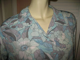 Womens Tops Multi Color Colored BLUE PURPLE Floral Flowers Pattern LONG SLEEVE Collar TOP Shirt Plus Size 22 W