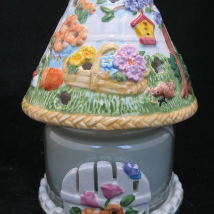 NEW NIB AVON SPRING FLORAL FLOWERS GARDEN Scented JAR CANDLE LIGHT Ceramic LAMP SHADE SET