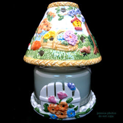 NEW NIB AVON SPRING FLORAL FLOWERS GARDEN Scented JAR CANDLE LIGHT Ceramic LAMP SHADE SET