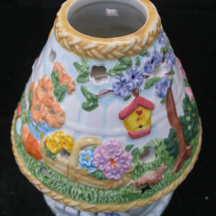 NEW NIB AVON SPRING FLORAL FLOWERS GARDEN Scented JAR CANDLE LIGHT Ceramic LAMP SHADE SET