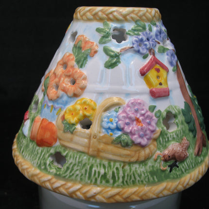 NEW NIB AVON SPRING FLORAL FLOWERS GARDEN Scented JAR CANDLE LIGHT Ceramic LAMP SHADE SET