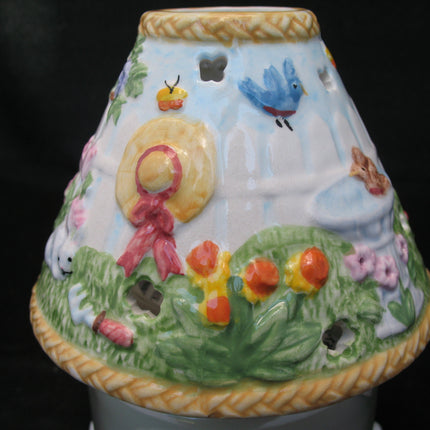 NEW NIB AVON SPRING FLORAL FLOWERS GARDEN Scented JAR CANDLE LIGHT Ceramic LAMP SHADE SET