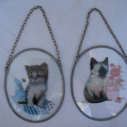 CAT CATS KITTY KITTENS Painted SUNCATCHER SUNCATCHERS SUN CATCHER Glass Window Wall Hanging Home Decors Decorations