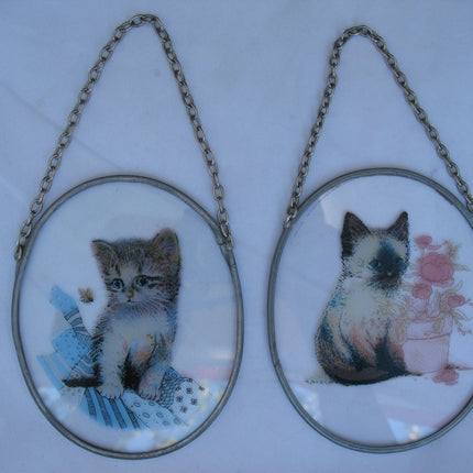 CAT CATS KITTY KITTENS Painted SUNCATCHER SUNCATCHERS SUN CATCHER Glass Window Wall Hanging Home Decors Decorations