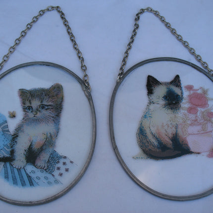 CAT CATS KITTY KITTENS Painted SUNCATCHER SUNCATCHERS SUN CATCHER Glass Window Wall Hanging Home Decors Decorations