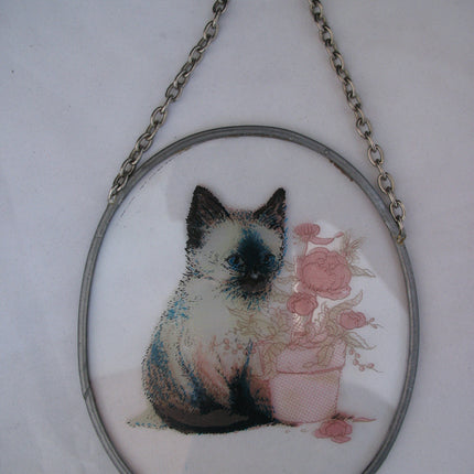CAT CATS KITTY KITTENS Painted SUNCATCHER SUNCATCHERS SUN CATCHER Glass Window Wall Hanging Home Decors Decorations