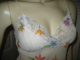 MADE In USA TWENTY ONE Womens Tops White Multi Color Floral Print SHEER SPAGHETTI CAMISOLE TOP Small