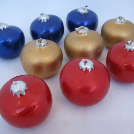 NEW NIB LOT 9-pcs SET CHRISTMAS Holiday FLOATING BALL CANDLES Gold NAVY BLUE RED