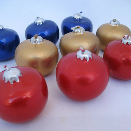NEW NIB LOT 9-pcs SET CHRISTMAS Holiday FLOATING BALL CANDLES Gold NAVY BLUE RED