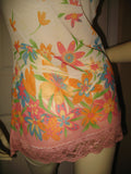 MADE In USA TWENTY ONE Womens Tops White Multi Color Colored Floral Flower Flowers Pattern Print SHEER Fabric See Through SPAGHETTI Strap Straps Cami CAMISOLE TOP Size Small Sexy Intimate Romantic Night Sleep Sleeping Wear Sleepwear Women Fashion Summer Clothes Clothing