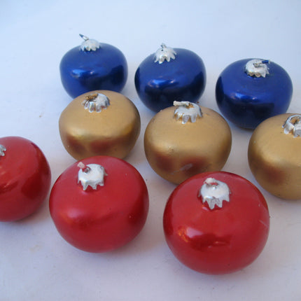 NEW NIB LOT 9-pcs SET CHRISTMAS Holiday FLOATING BALL CANDLES Gold NAVY BLUE RED