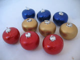 NEW NIB LOT 9-pcs SET CHRISTMAS Holiday FLOATING BALL CANDLES Gold NAVY BLUE RED