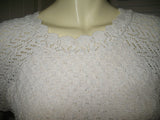 Womens Tops IVORY Dirty WHITE Knit Knitted Crochet CAP SLEEVE TOP SHIRT Casual Clothes Medium