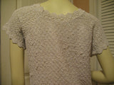 Womens Tops IVORY Dirty WHITE Knit Knitted Crochet CAP SLEEVE TOP SHIRT Casual Clothes Medium